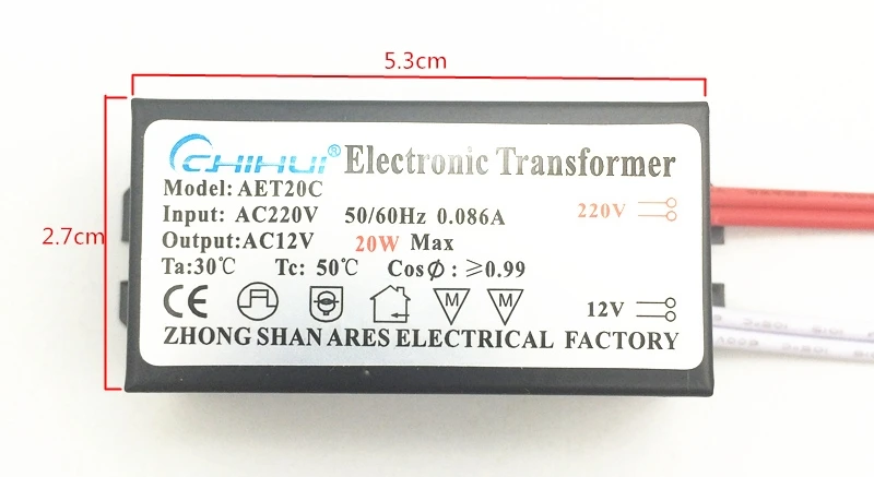 AC220V к AC12V светодиодный драйвер 20 Вт электронный трансформатор питания для AC 12 В MR16 G4 Светодиодный светильник BeadLamp лампы или галогенные