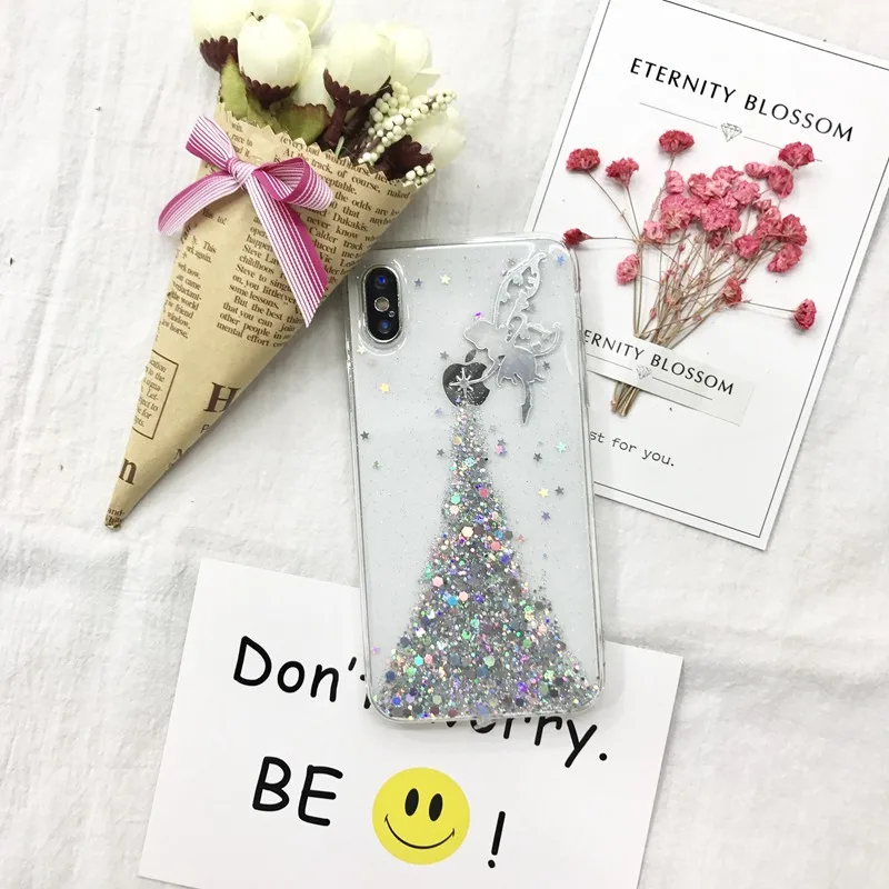 Tfshining Fashion Bling Princess Mermaid Phone Case For iPhoneX XS Max XR 6 6s 7 8 Plus Glitter Sequins Cartoon Alice Soft Cover (6)