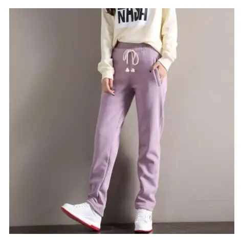 Jvzkass кашемировые спортивные штаны Зимние женские большие размеры плюс бархатные брюки осенние и зимние модели свободные плотные теплые брюки Z203 - Цвет: purple