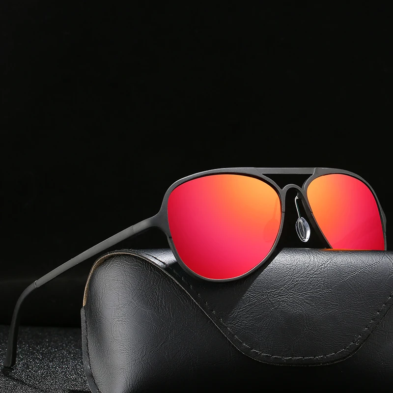 Красные зеркальные линзы мужские солнцезащитные очки металлическая оправа поляризованные очки Размер: 56-17-143мм поставляются в коробке