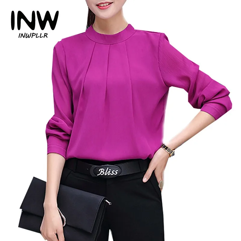 2019 sbetro women solid chiffon shirt long sleeve spring