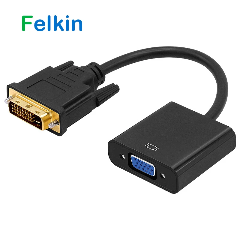 Felkin DVI в VGA Кабель-адаптер DVI штекер VGA Женский 1080P видео конвертер кабель для HDTV ПК ноутбук проектор компьютер монитор