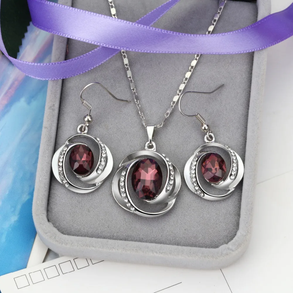 

2018 New Design Bohemian Women Fashion Long Necklaces Water Drop Earring Sets For Wome's Wedding Engagement Jewelry Sets Gifts