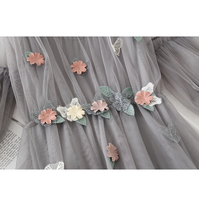2018 New Sweet 2 Pieces 3d Butterfly Floral Dress Women Lantern Sleeve Appliques Mesh Dress Ball Gown Party Dress Vestidos Mh06 Dresses Aliexpress