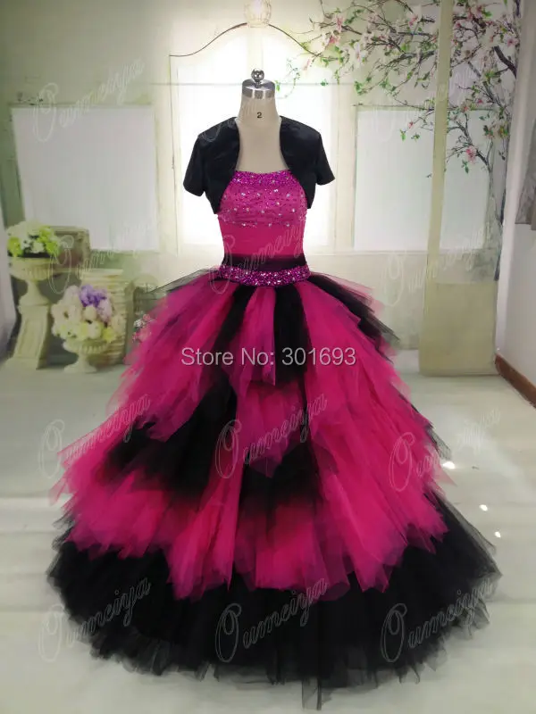 Oumeiya Orw448 Real Pictures Puffy Princess Ball Gown Hot Pink And