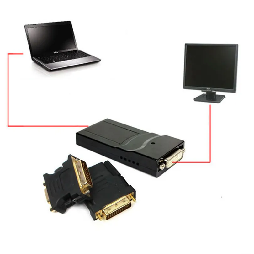 

Hot Selling Gold Plated USB DVI/VGA/HDMI Adapter Splitter Connect Extra CRT LCD Projector Feb22