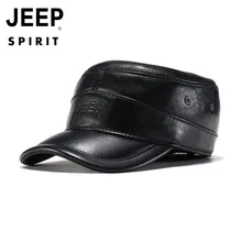 Оригинальная Мужская бейсболка JEEP SPIRIT из натуральной кожи, Кепка из коровьей кожи, шапка для папы, наружная защита для ушей шляпа бренда Gorra hombre casquette
