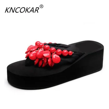 

Cool sandals in the summer of splint slipper female summer fashion wear outdoor wedges outside large base beach beach flip-flops