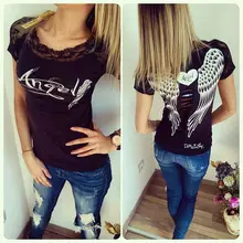 Sports Entertainment Hiking Sportswear Hiking Women’s T shirts Angel Wings Tops Style Woman Lace Shorts Sleeve shirts Clothing