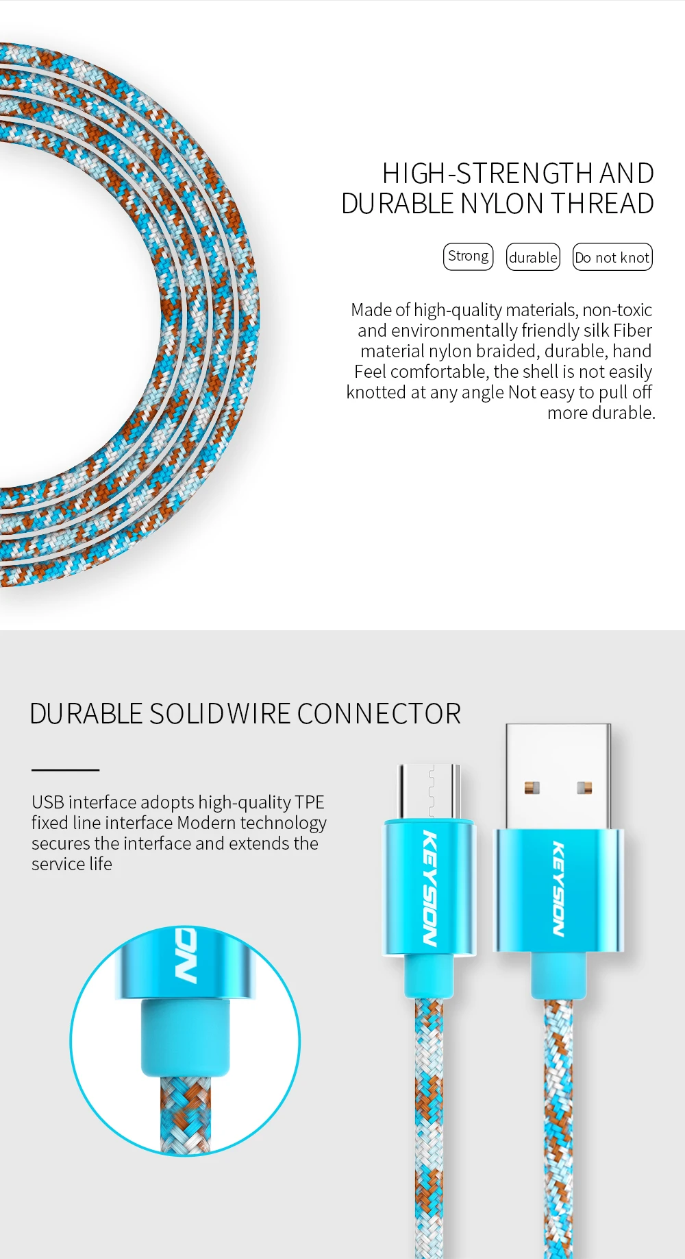 KEYSION Micro USB кабель 2.4A нейлон Быстрая зарядка USB кабель для передачи данных для samsung Xiaomi Tablet Android мобильный телефон usb зарядный шнур