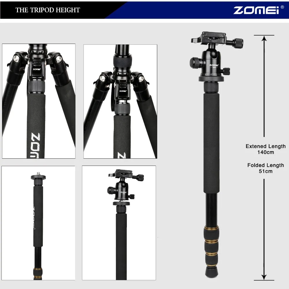 Новое поступление Zomei Q666 портативный алюминиевый монопод стенд Профессиональный штатив для камеры slr видео tripodes para reflex