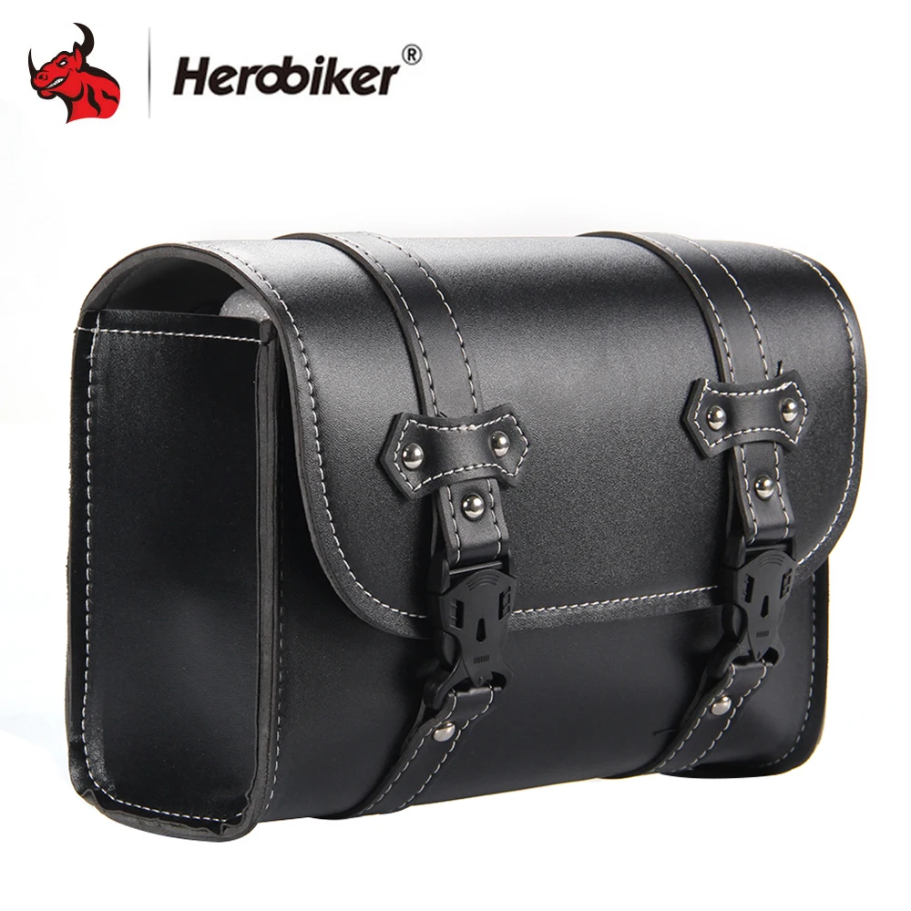 

HEROBIKER Motorcycle Bag Motorcycle Luggage Bags Sportster Chopper Top Case PU Leather Side Storage Tank Bag Motorbike Equipment