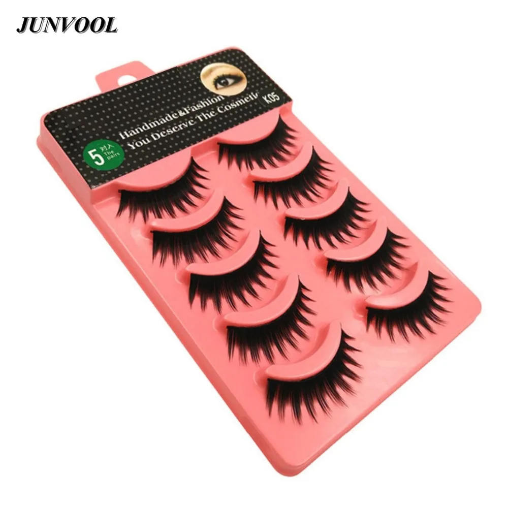 5 Pairs Fake Eye Lashes Kit Makeup Handmade Messy Natural Cross False