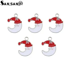 

10pcs Christmas style Enamel Art Moon Santa Claus Pendant Charms For Bracelet DIY Jewelry Making 17*16mm