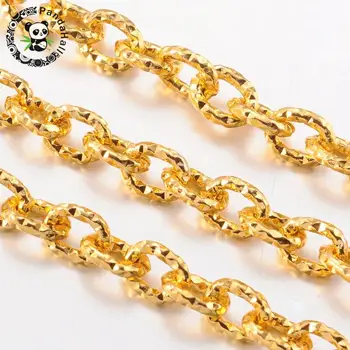 

Aluminium Cross Chains, Oval, Gold, 7x6x1.5mm