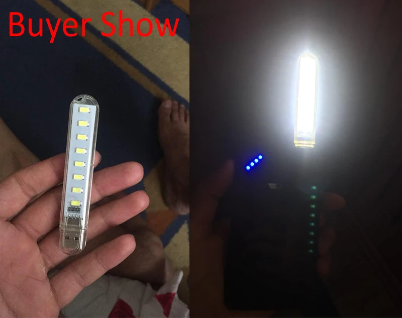 Мини USB светодиодный фонарик 8LED рабочий свет портативный лампа белый/теплый