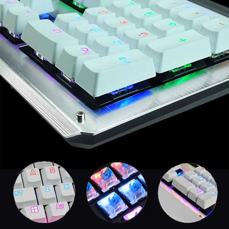K26 Pro механическая клавиатура анти-ореолы USB Проводная цветная подсветка металлическая панель Синий переключатель игровая клавиатура для ПК ноутбука