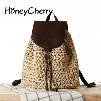 

Summer New Sen Tide Ladies Shoulder Straw Package Holiday Bag Beach Backpack Women