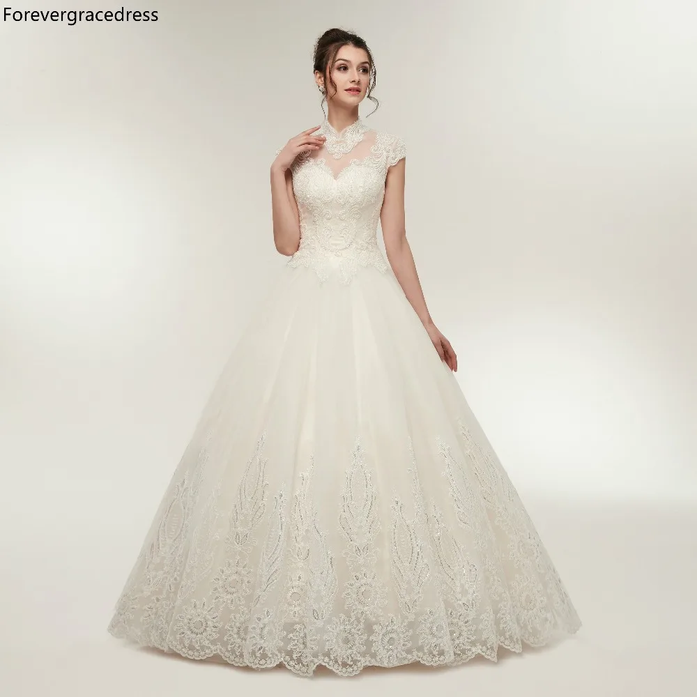 Forevergracedress Cap Sleeves Wedding Dresses 2019 A Line Lace Up Back Formal Bride Bridal Gowns Plus Size Custom Made | Свадьбы и