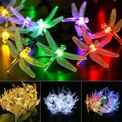 Батарея энергии Dragonfly строка огни 20 светодиодов Водонепроницаемый освещения садовый декор 2019 рождественские украшения для дома Рождество