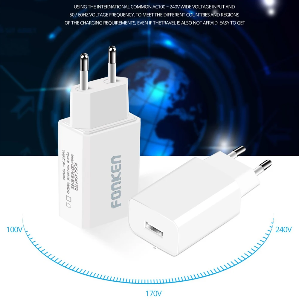 FONKEN 5 в 2A 1A USB зарядное устройство Универсальный 10 Вт Быстрая зарядка Телефон Питание планшета адаптер портативный Зарядка для телефона power Bank