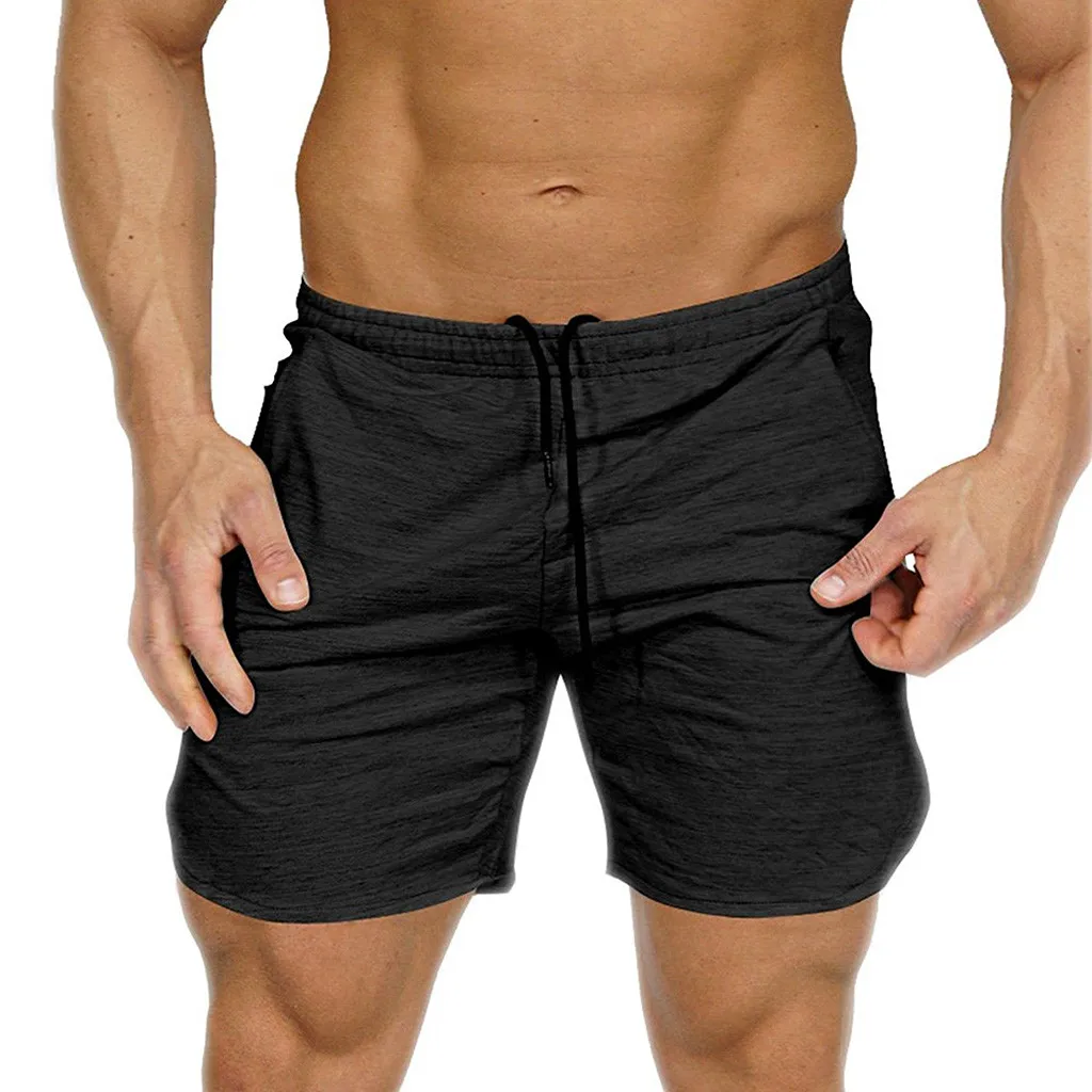 Мужские спортивные шорты для бега, серфинга, шорты мужские, спортивные, большие размеры, пляжные шорты, сундук, спортивные штаны, одежда - Цвет: Black