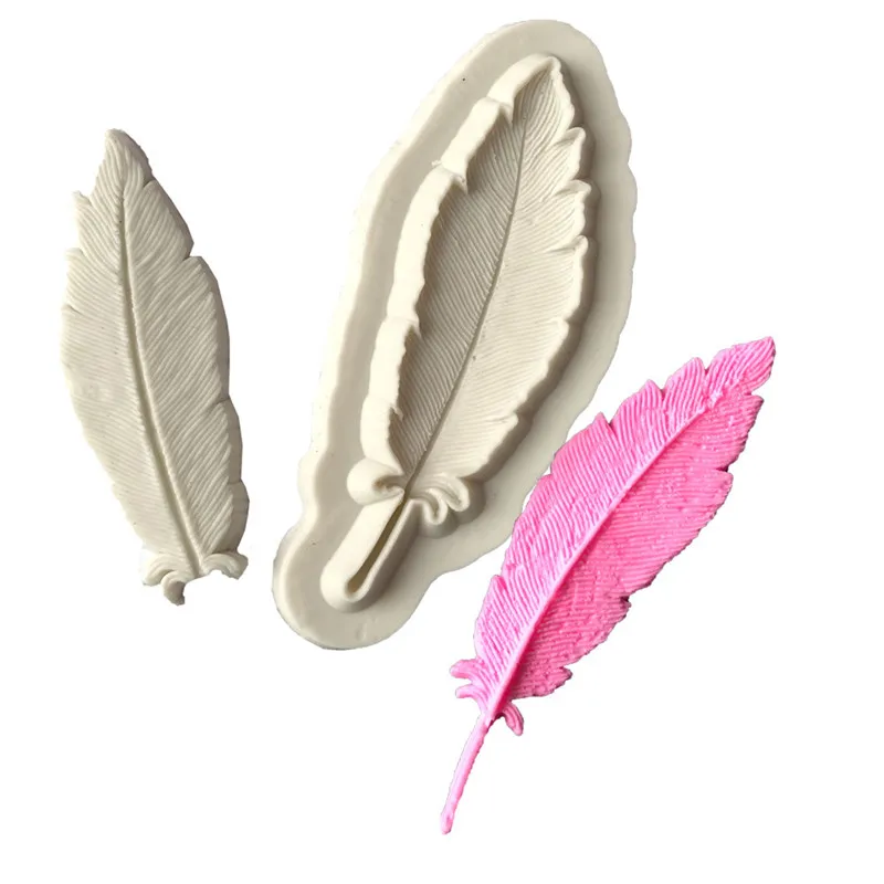Feather Shape Fondant Cake Silicone Mold Candy Chocolate Molds Embossed