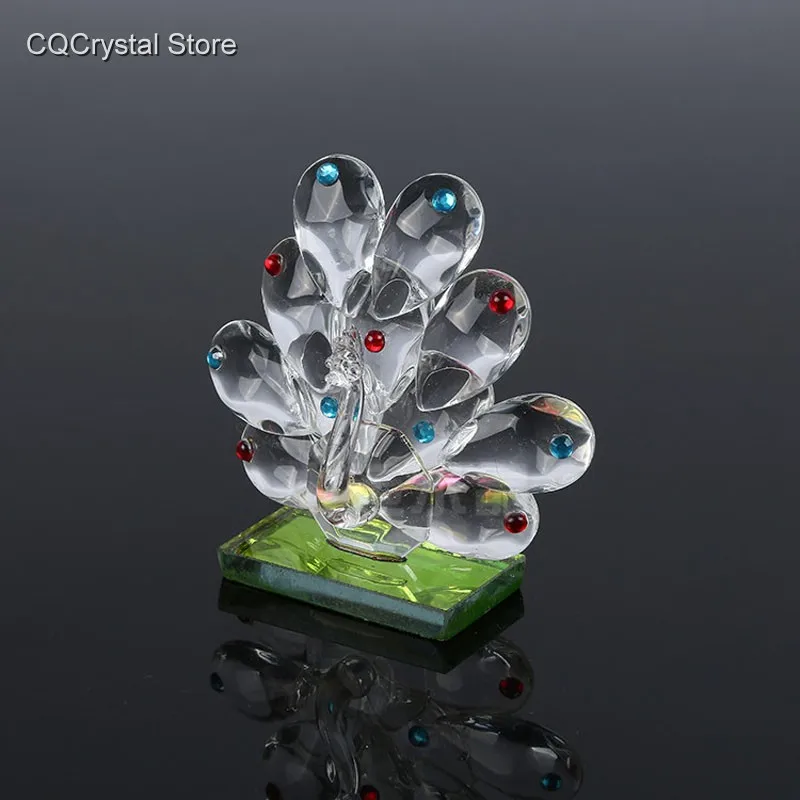 

Crystal Glass Peacock Figurines Miniatures Ornament Birthday Mother's day Gift Home Decor 2 Colors Peacock Sculpture Paperweight
