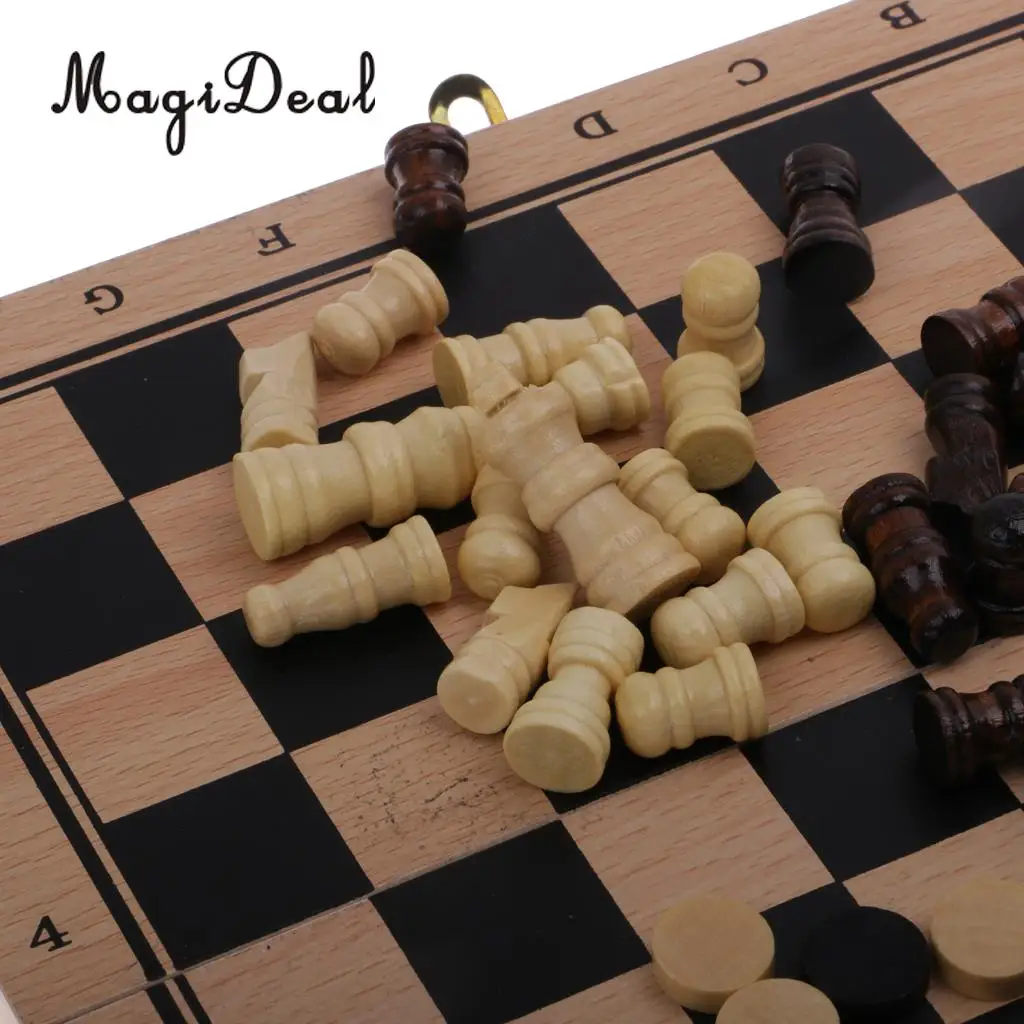 Деревянная складная доска MagiDeal 3 в 1 набор шахматных игр забавные игры S/M/L для