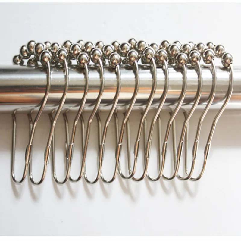 3Pcs/Set Package Polished Satin Nickel 5 Roller Ball Shower Curtain