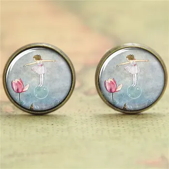 

10pairs/lot Fairy Tale earring girl like like a princess in a fairy tale earring glass Photo Lotus Jewelry earring