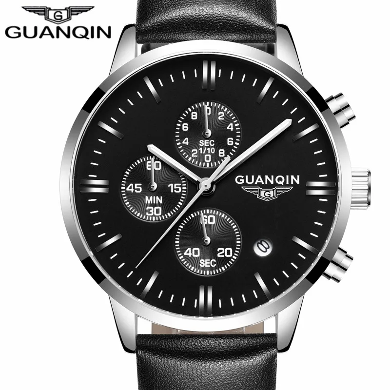 GUANQIN модные Хронограф военные спортивные наручные часы Мужские Топ Бренд