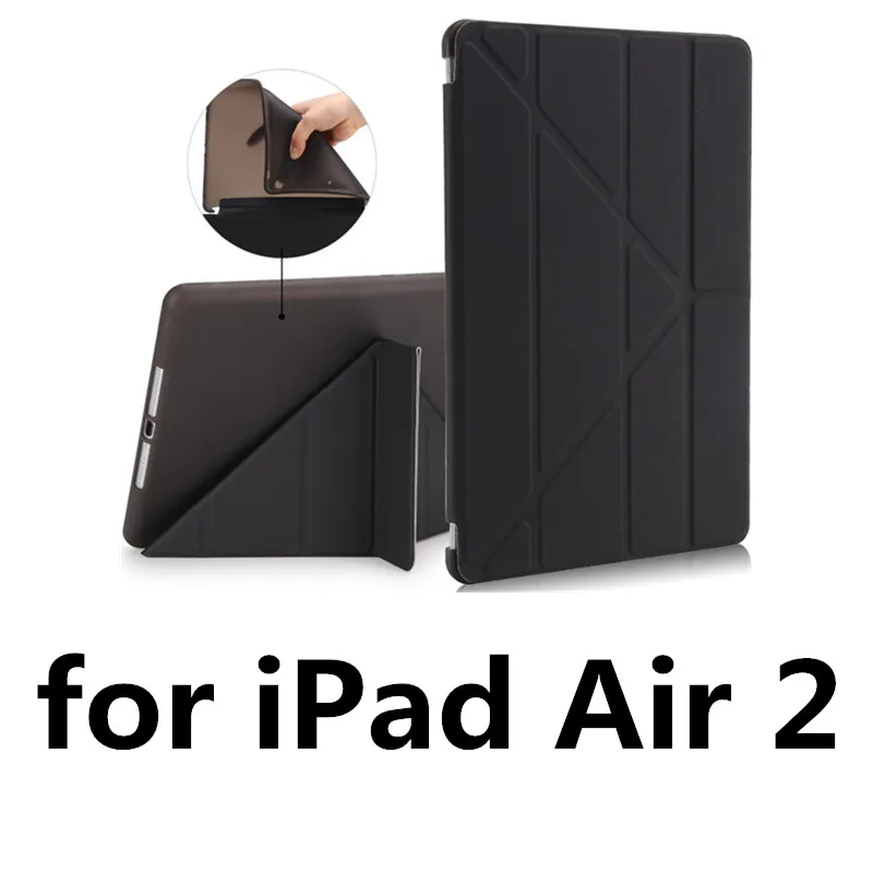 Для iPad Air 2 Air 1 чехол с подставкой класса Премиум ультра тонкий силиконовый мягкий чехол для задней панели смарт-чехол для iPad 9,7 чехол для iPad 2/3/4 Чехол - Цвет: black Air 2