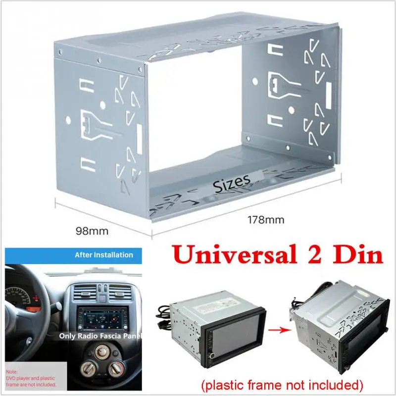 

1Pcs Radio Panel Easy Install Stereo DVD Universal Modification Double Din Car Auto Van Replacement Mounting Cage Frame