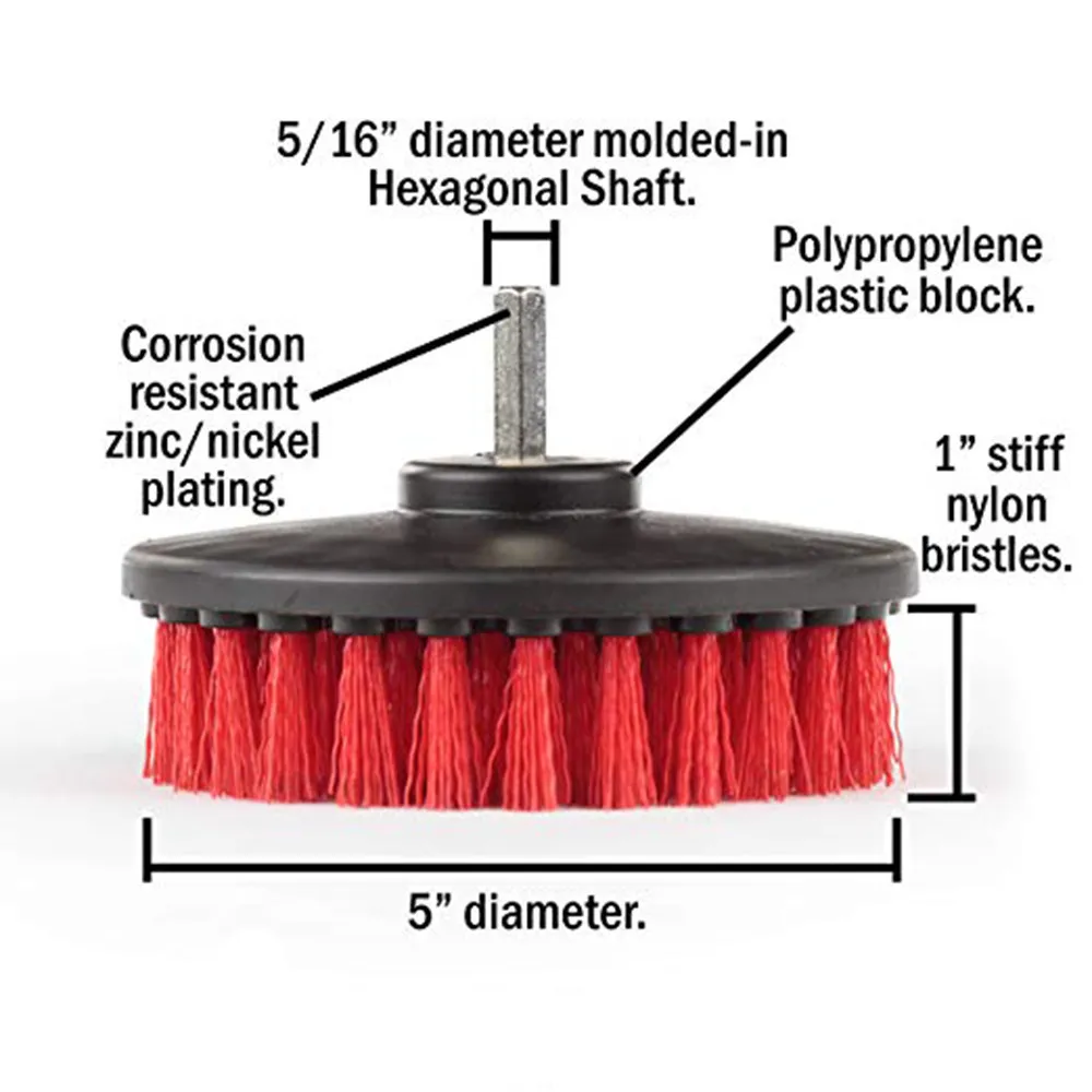 1 шт. 5 дюймов электрическая щетка для дрели пластиковая круглая Чистящая Щетка для ковровых стекол автомобильные шины нейлоновые щетки силовая скруббер дрель