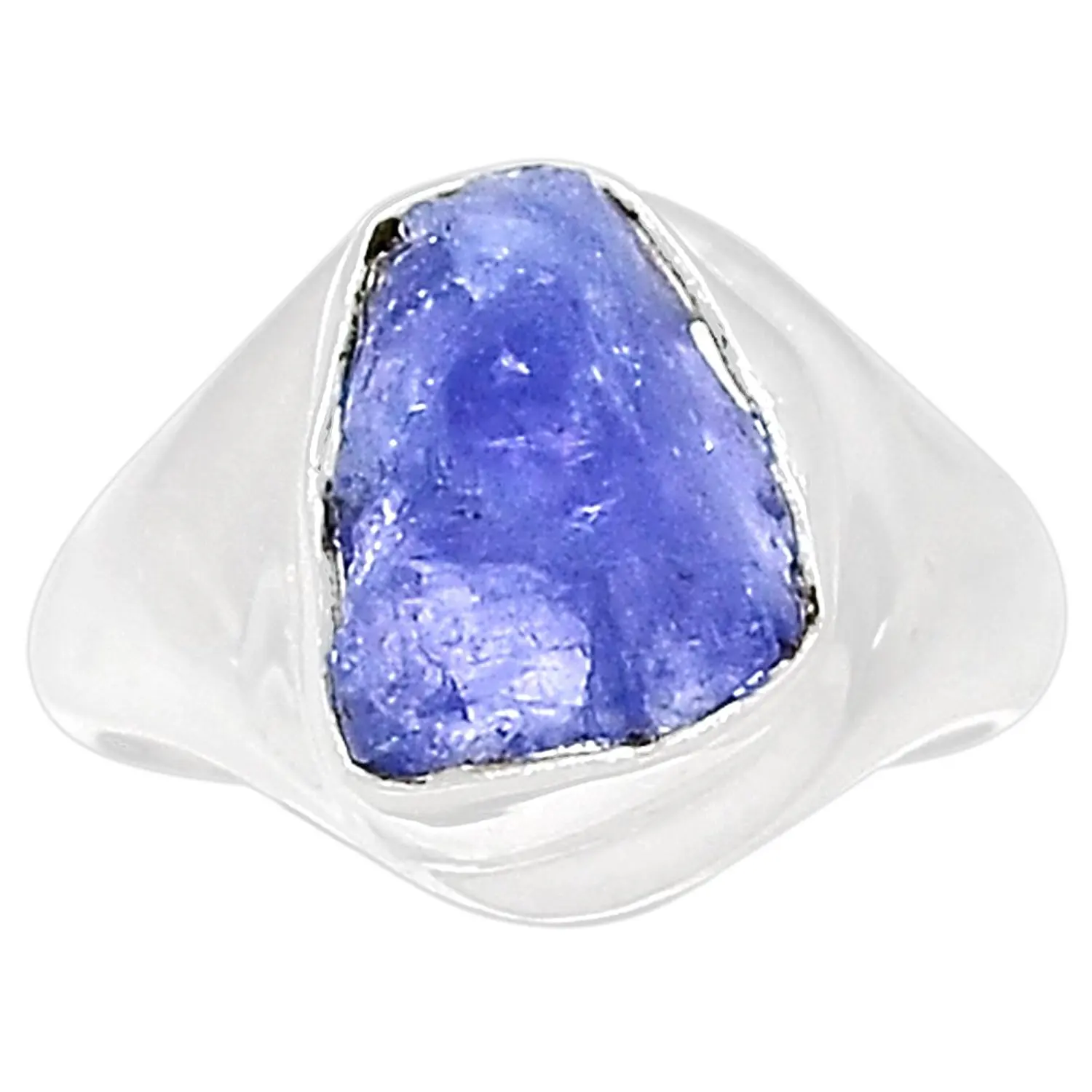 Lovegem Genuine TANZANITE ROUGH Ring 925 Sterling Silver,Size :6.5, AR3206