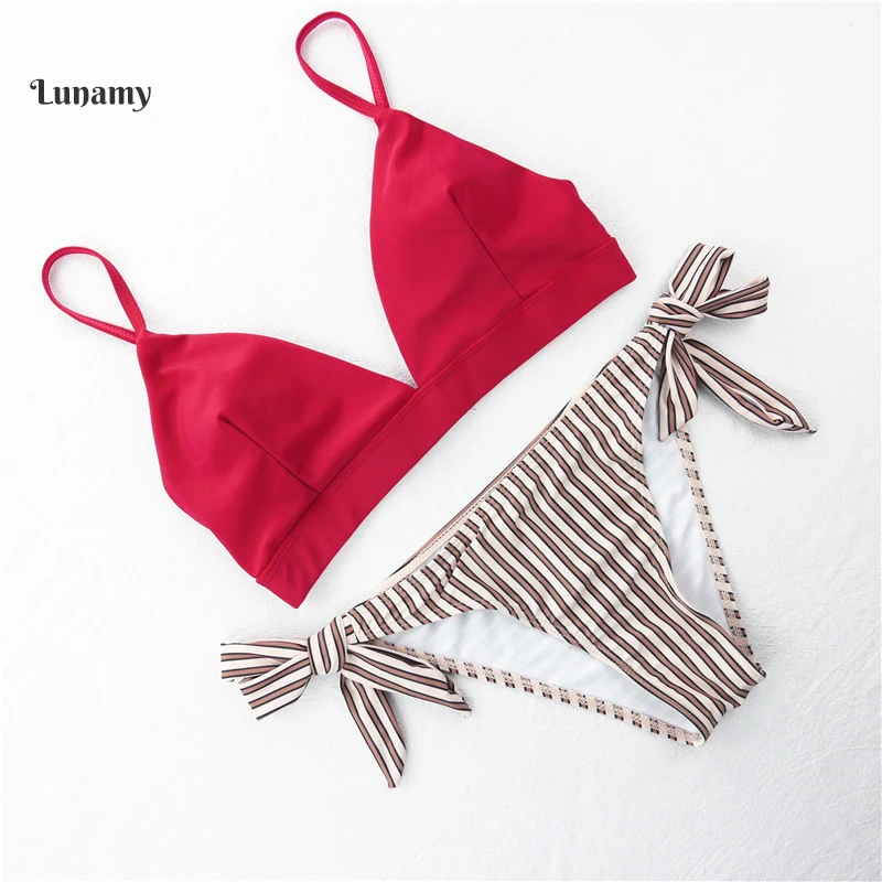 2018 New Sexy Push Up Bikini Set Women Swimwear Vertical Stripes Print Bathing Suit Bottom Vintage Swimsuit Strappy Biquinis 2018 New Sexy Push Up Bikini Set Women Swimwear Vertical Stripes Print Bathing Suit Bottom Vintage Swimsuit Strappy Biquinis