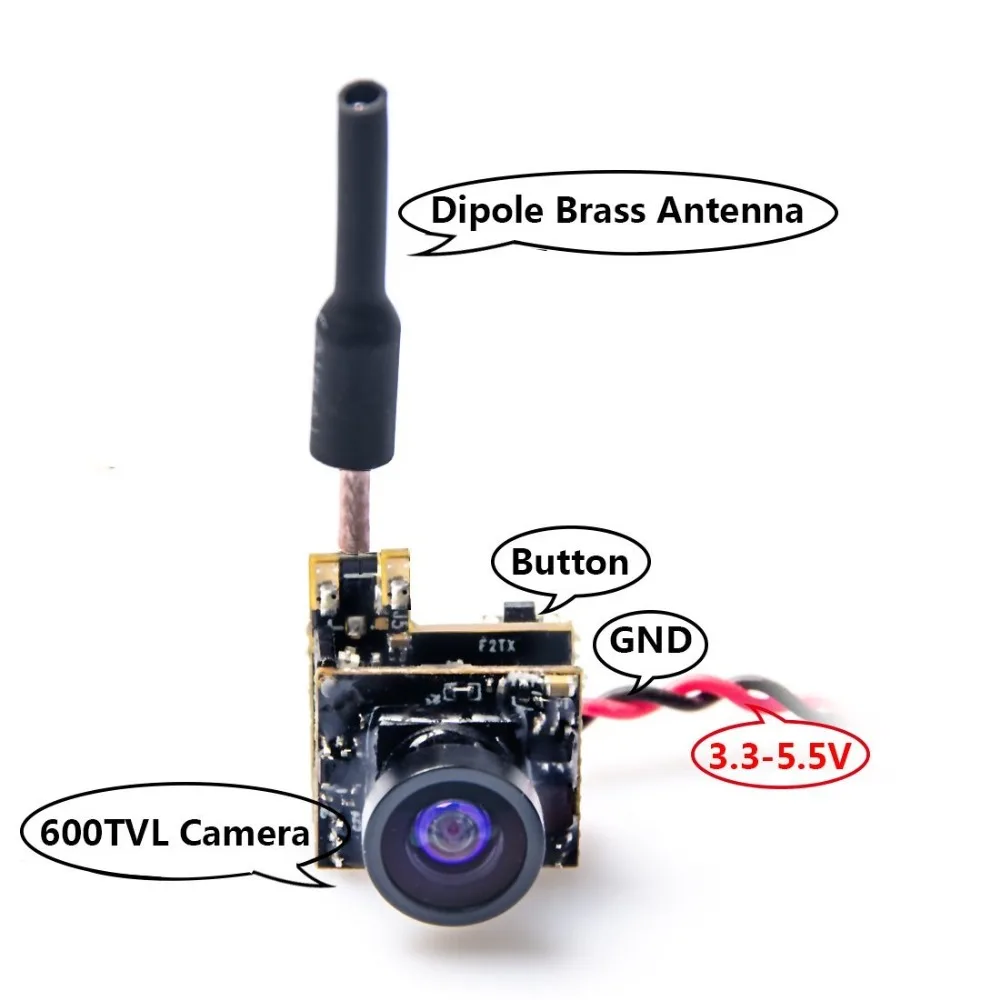 AKK BS2 5,8G 48CH 25mW VTX 600TVL 1/3 Cmos AIO FPV камера с дипольной латунь комбинированная антенна для FPV квадрокоптера дрона