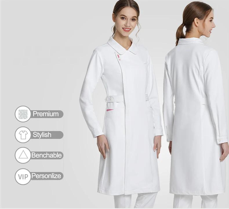 Плюс размер униформа медсестры медицинское платье скраб рабочая одежда белый для женщин стрейч спа Униформа косметолога