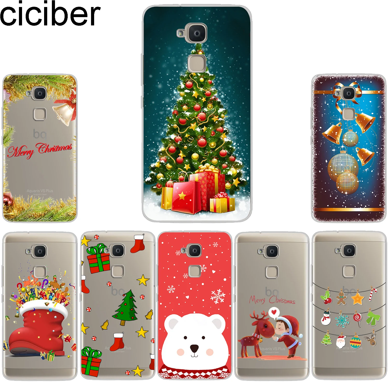 

ciciber Phone Case for BQ Aquaris X2 X Pro V VS U U2 Lite Plus Soft TPU Cover Merry Christmas for Aquaris E5s 4.5 M5 M5.5 4.5 X5