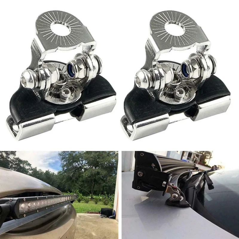 

2Pcs Universal Stainless Steel Car Auto Hood LED Work Light Bracket Automotive Engine Cover Work Lamp Mount Holder