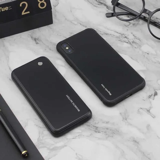 5000 мАч чехол для зарядного устройства для iphone X/XR/XS MAX чехол для телефона умный беспроводной зарядный Аккумулятор для samaung note9 note8 - Цвет: Black