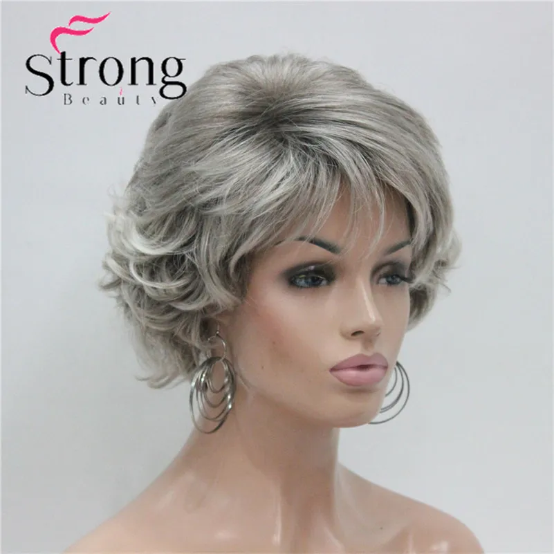 StrongBeauty короткий парик мягкий взъерошенные кудри коричневый выделяет полный синтетические парики выбор цвета