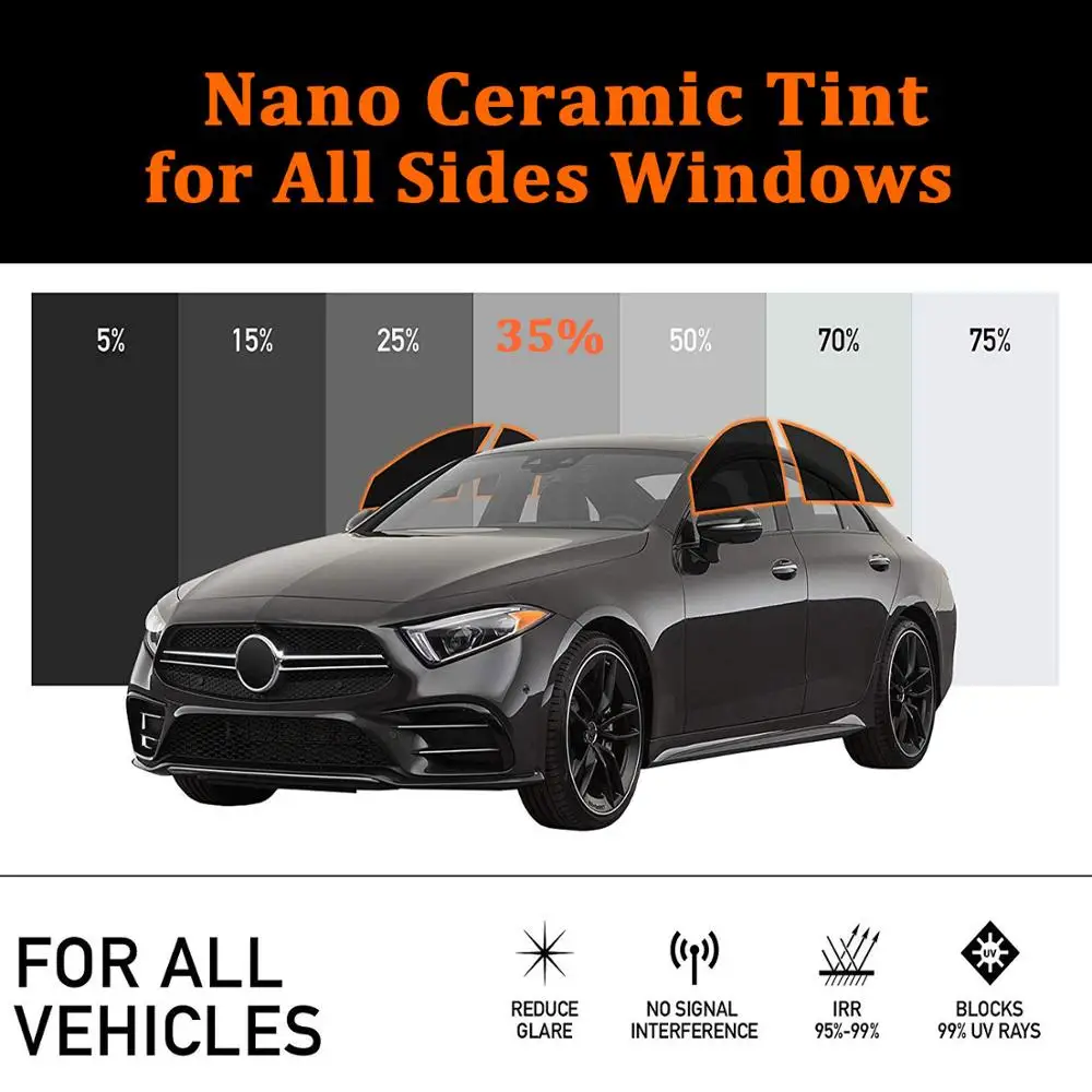152cm Width 2ply Car Sunshade Nano Ceramic Window Tint VLT35% Curtains Film Solar Protection Sun Shade For Auto Side |
