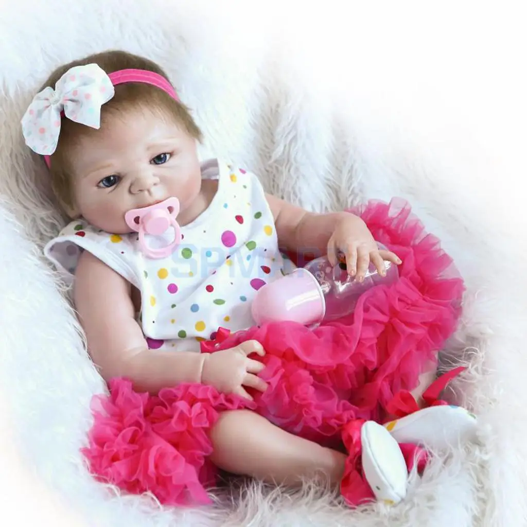 

Real Touch 18inch Reborn Doll Full ilicone Newborn Baby Girl Doll Kids Bath Play Toy/ Clothes Model/ Old People Accompany Toy