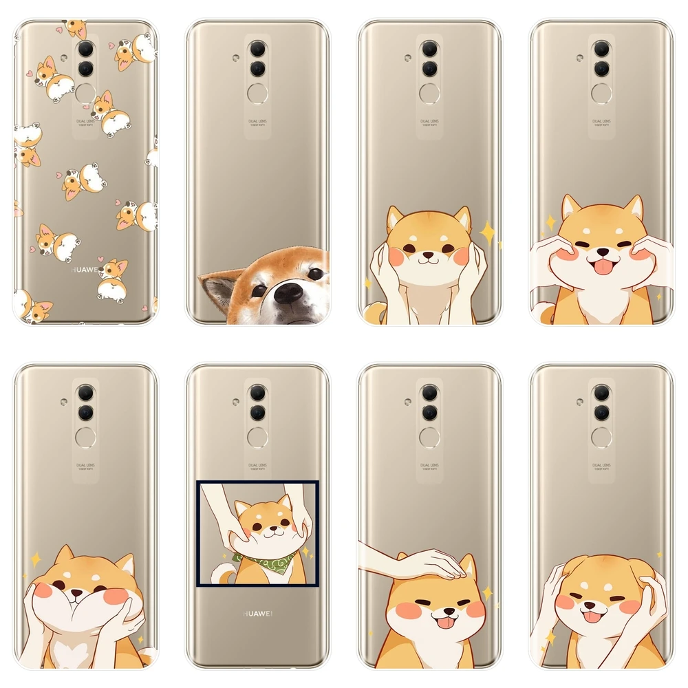 Симпатичный чехол для Huawei Mate 9 10 20 Pro с изображением Сиба ину собаки мягкий