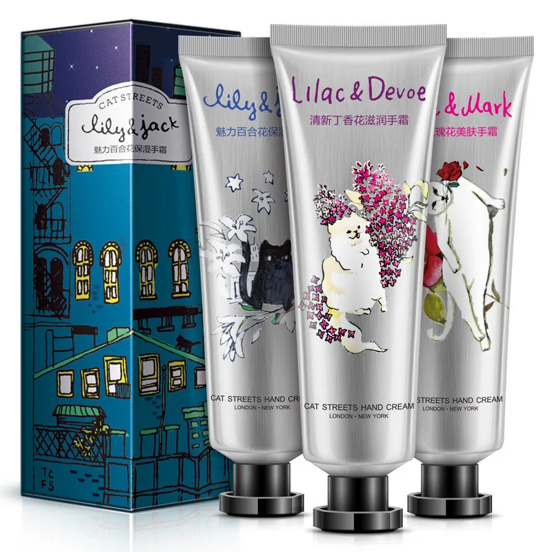 

3PCS BIOAQUA Perfume Hand Cream Cat Moisturizer Anti Chapping Whitening Anti Age Nourishing Anti Wrinkles Hand Lotion Skin Care