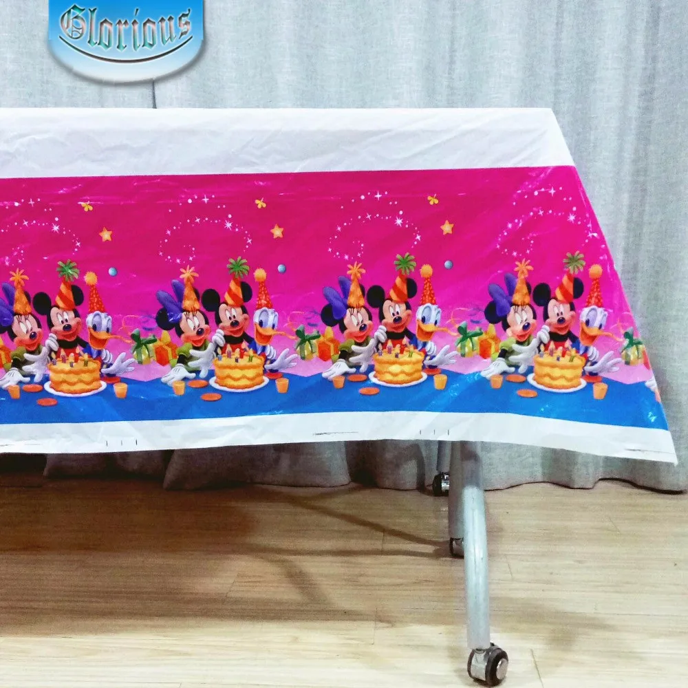 

108cm*180cm Mickey Mouse Birthday Party Decoration Disposal Theme Party Table Cloth Kids Favor Party Supplies Set
