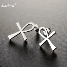 Серьги-гвоздики Starlord Ankh Crux Ansata Cross Key of the Nile из нержавеющей стали/золотого цвета Египетские украшения серьги Ankh GE2124