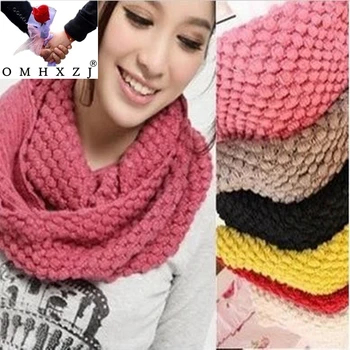 

OMHXZJ Wholesale Fashion Autumn Winter Knitting Wool Warm Pretection Woman Girl Colorful Thick Soft Ring Scarves Neck Wraps WZ02